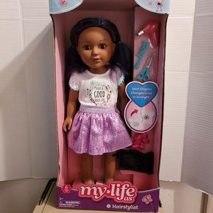 My Life as HairStylist poseable 18"  doll and playset 6 pieces